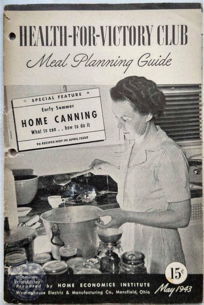 vintage cookbook cover for health for victory club meal planning guide may 1943