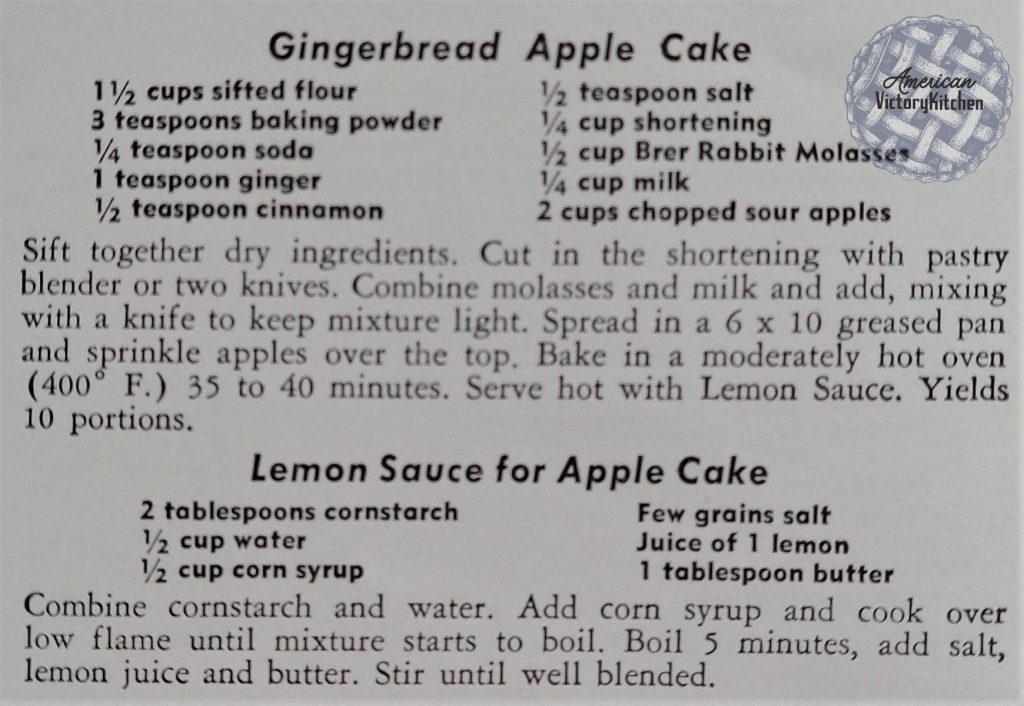 recipes for gingerbread apple cake and lemon sauce for apple cake